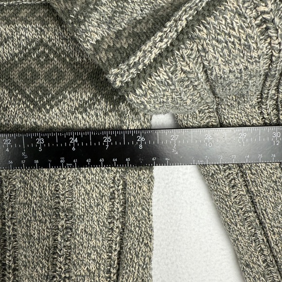 VTG Eddie Bauer Sweater Mens 2XL Grey Argyle Chunky Knit Grandpa V Neck Pullover - Picture 5 of 7